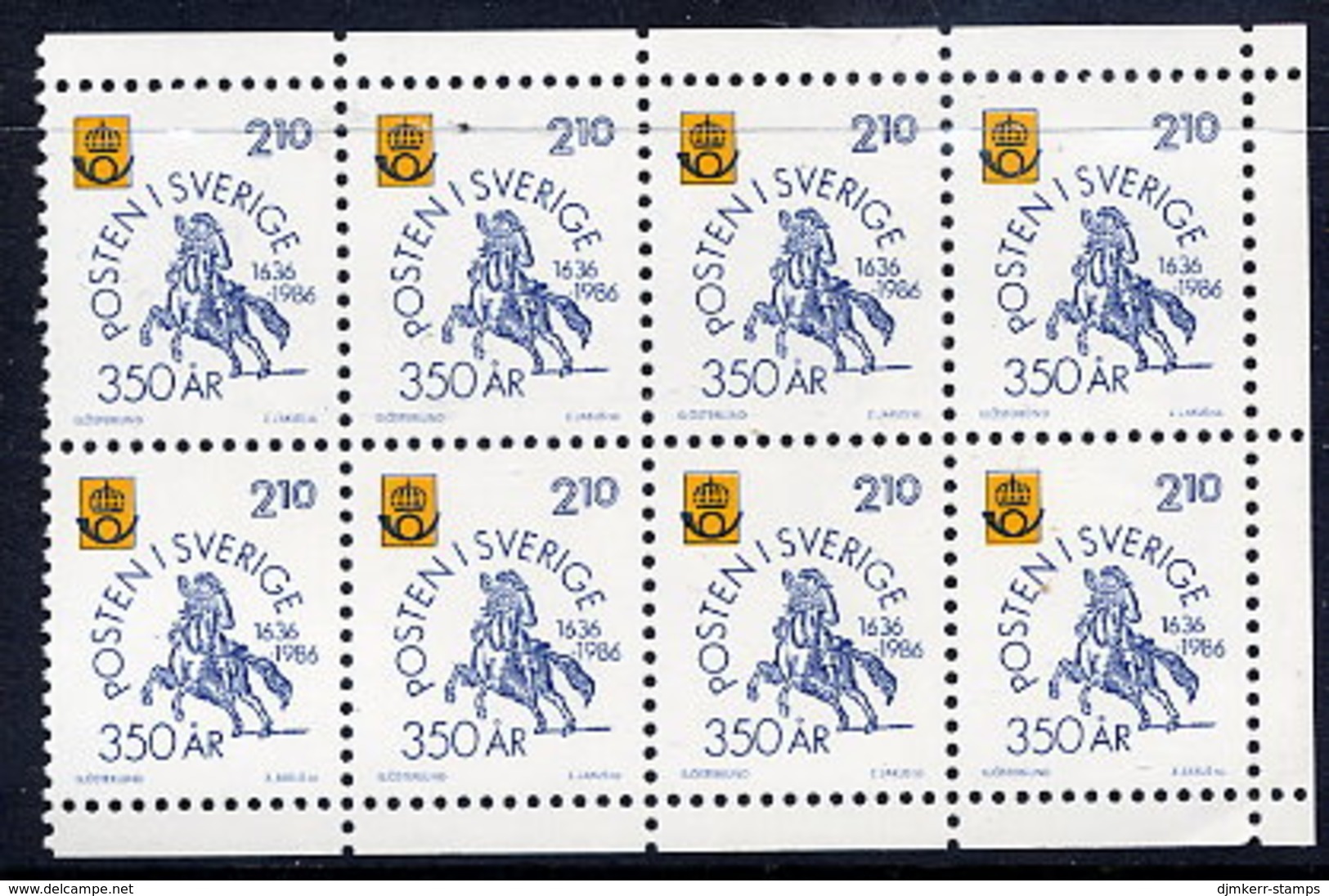 SWEDEN 1986  350th Anniversary Of Post Booklet Pane  MNH / **.  Michel 1381 - Unused Stamps