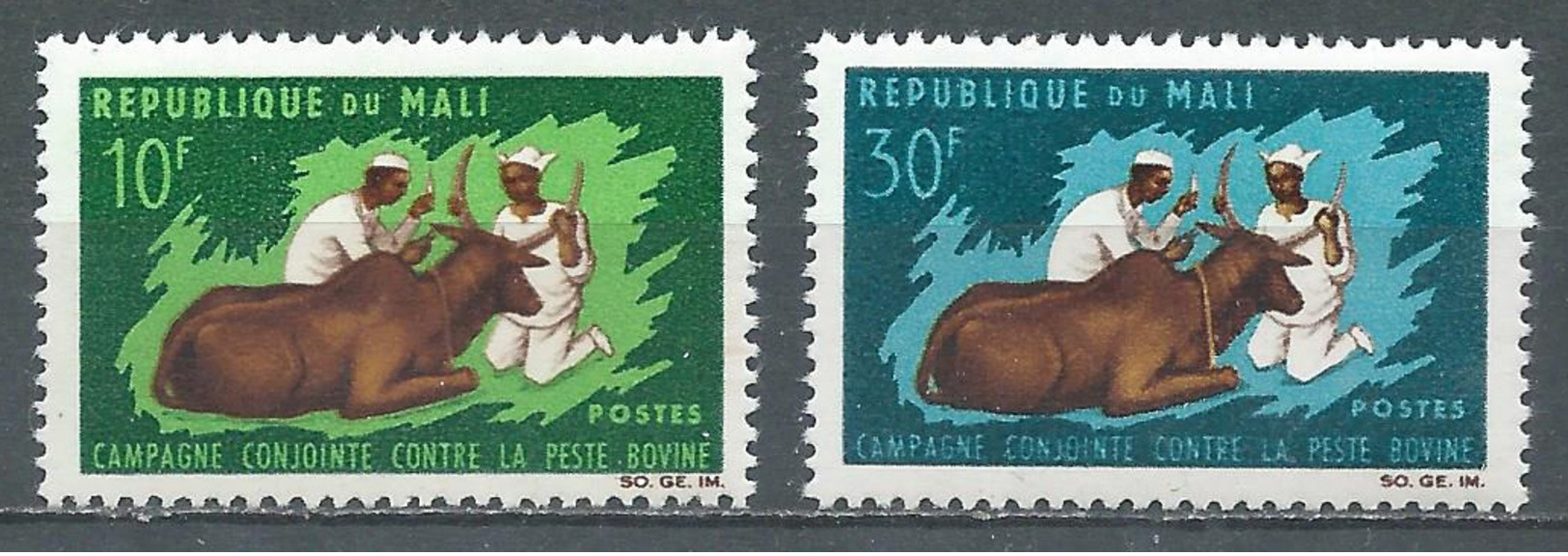 Mali YT N°98/99 Campagne Conjointe Contre La Peste Bovine Neuf ** - Mali (1959-...)