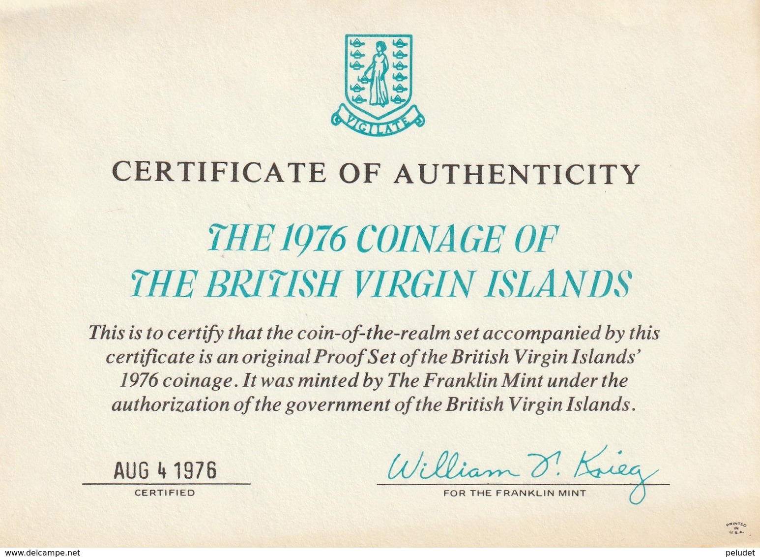 The British Virgin Islands Proof Set 1976 - Islas Vírgenes Británicas