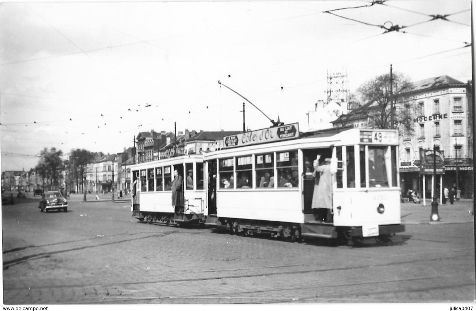 BRUXELLES (Belgique) Photographie Format Cpa Tramway électrique Place De La Constitution - Vervoer (openbaar)