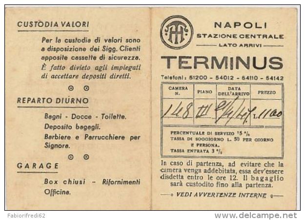 CARTOLINA HOTEL TERMINUS NAPOLI 1947 (HX19 - Italia