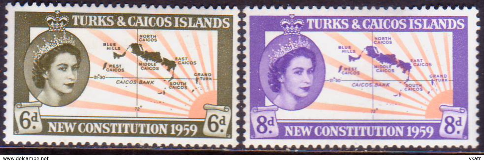 TURKS AND CAICOS ISLANDS 1959 SG #251-52 Compl.set MH - Turks And Caicos