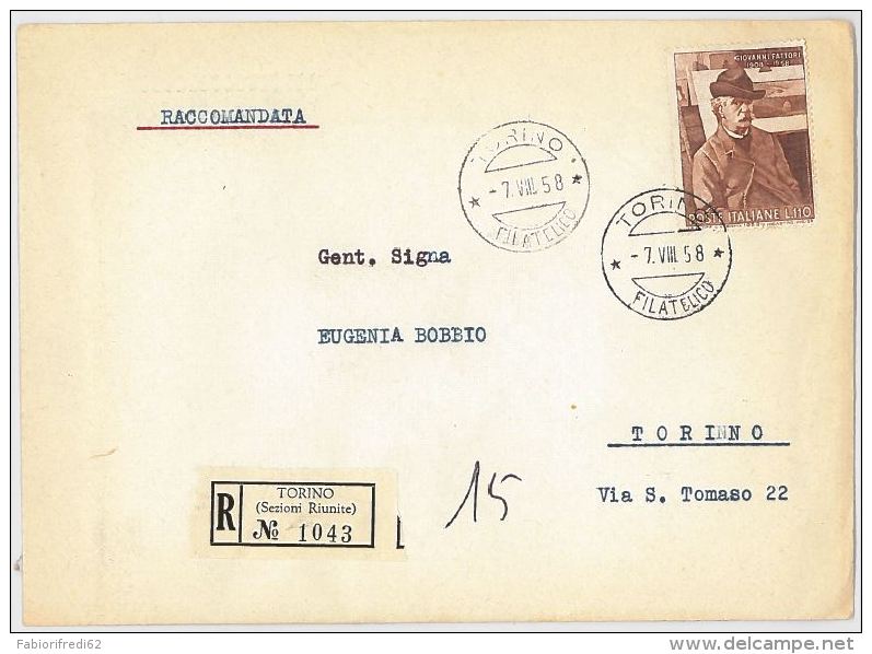 FDC VIAGGIATO RACCOMANDATA 1958 FATTORI L.110 (HX269 - FDC