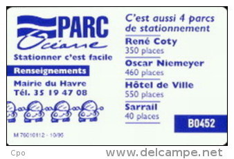 # PIAF FR.LHA3 LE HAVRE Numero Grave Au Verso 200u Iso ? Oct-95 76010112 - Tres Bon Etat - - PIAF Parking Cards