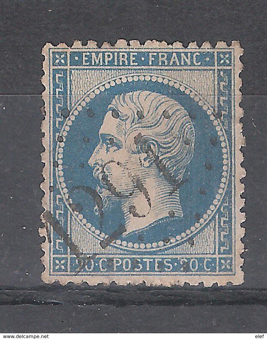 Empire Dentelé N° 22, 20 C Bleu Obl GC 1291 De DENAIN , Nord , Frappe Superbe , TB - 1862 Napoleon III