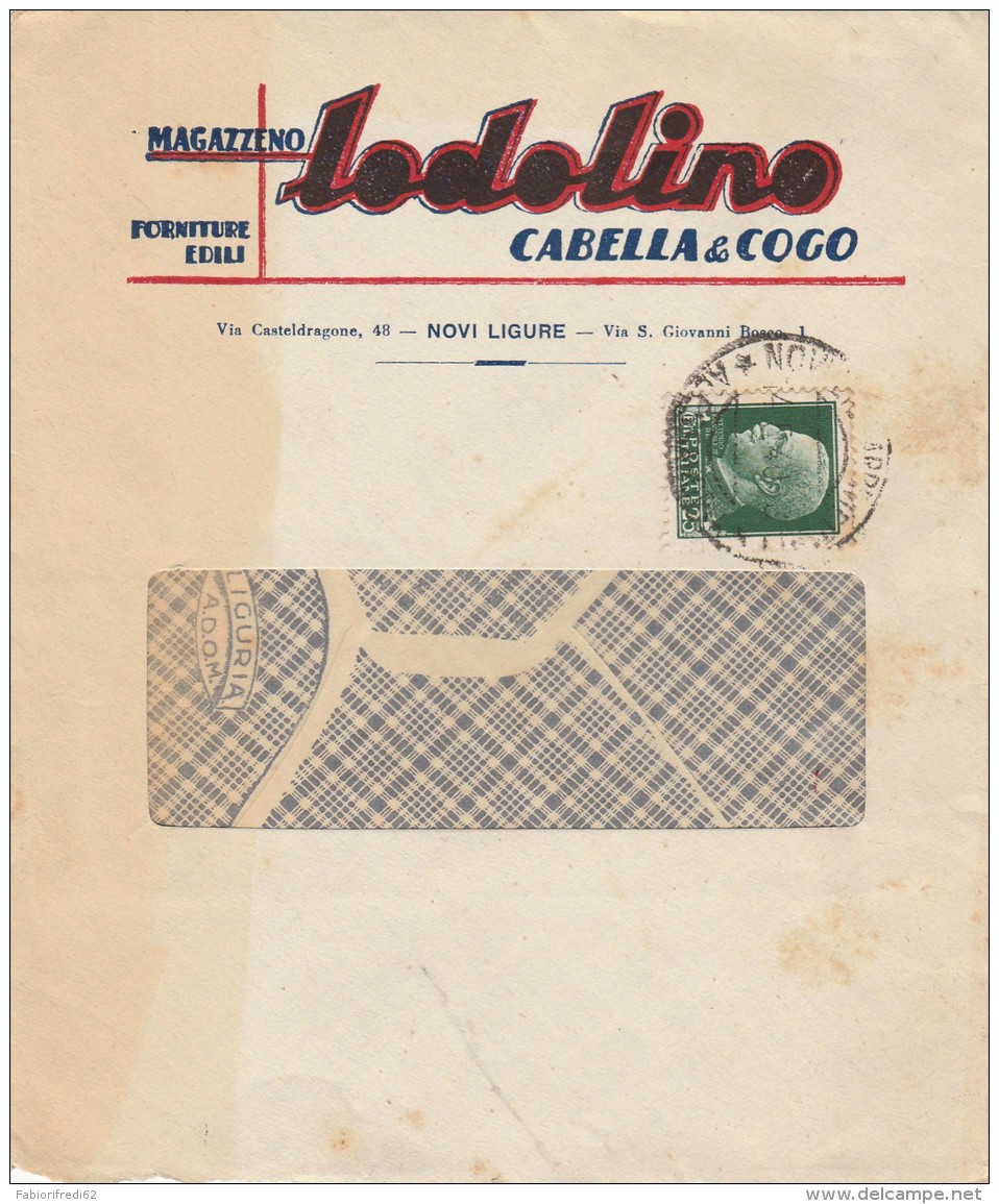 LETTERA CENT.25 1940 TIMBRO NOVI LIGURE -DITTA MAGAZZENO LODOLINO (MYX133 - Marcophilie