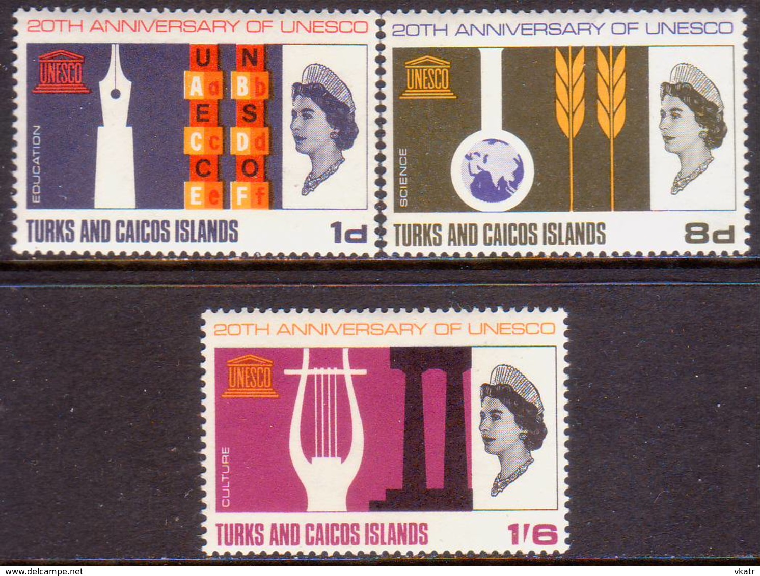 TURKS AND CAICOS ISLANDS 1966 SG #271-73 Compl.set MLH UNESCO - Turks And Caicos