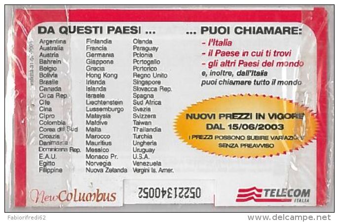 SCHEDA INTERNAZIONALE NUOVA COLUMBUS TELECOM 31-7-2001 (H.38.4 - Schede GSM, Prepagate & Ricariche