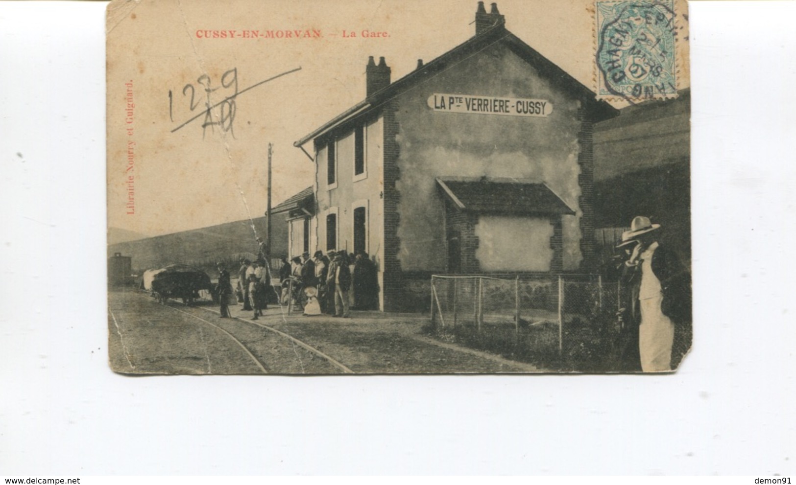 CPA - LA PETITE VERRIERE - CUSSY EN MORVAN . La Gare - Animée - Circulée - Etat - - Other & Unclassified