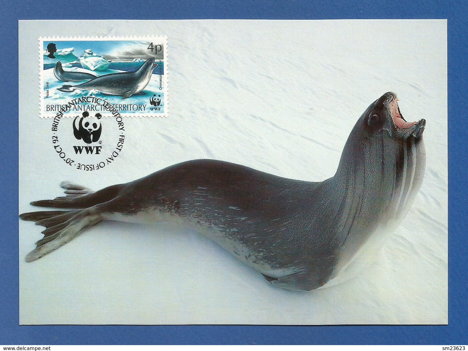 BAT 1992  Mi.Nr. 193 , Ross Seal - WWF Maximum Card - First Day 20.OCT 92 - Cartes-maximum