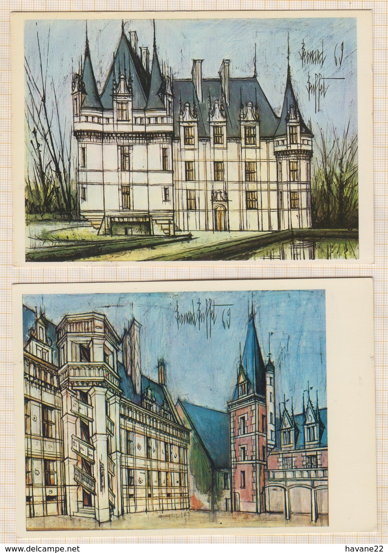 8AK687 Lot De 6 Cartes CHATEAUX PAR BERNARD BUFFET 2 SCANS - Châteaux