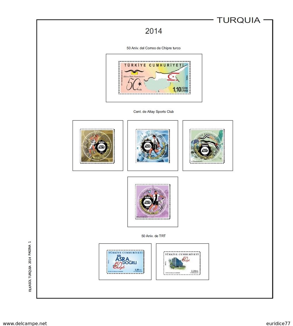 Suplemento Filkasol TURQUIA 2014 - Montado Con Filoestuches HAWID Transparentes - Afgedrukte Pagina's