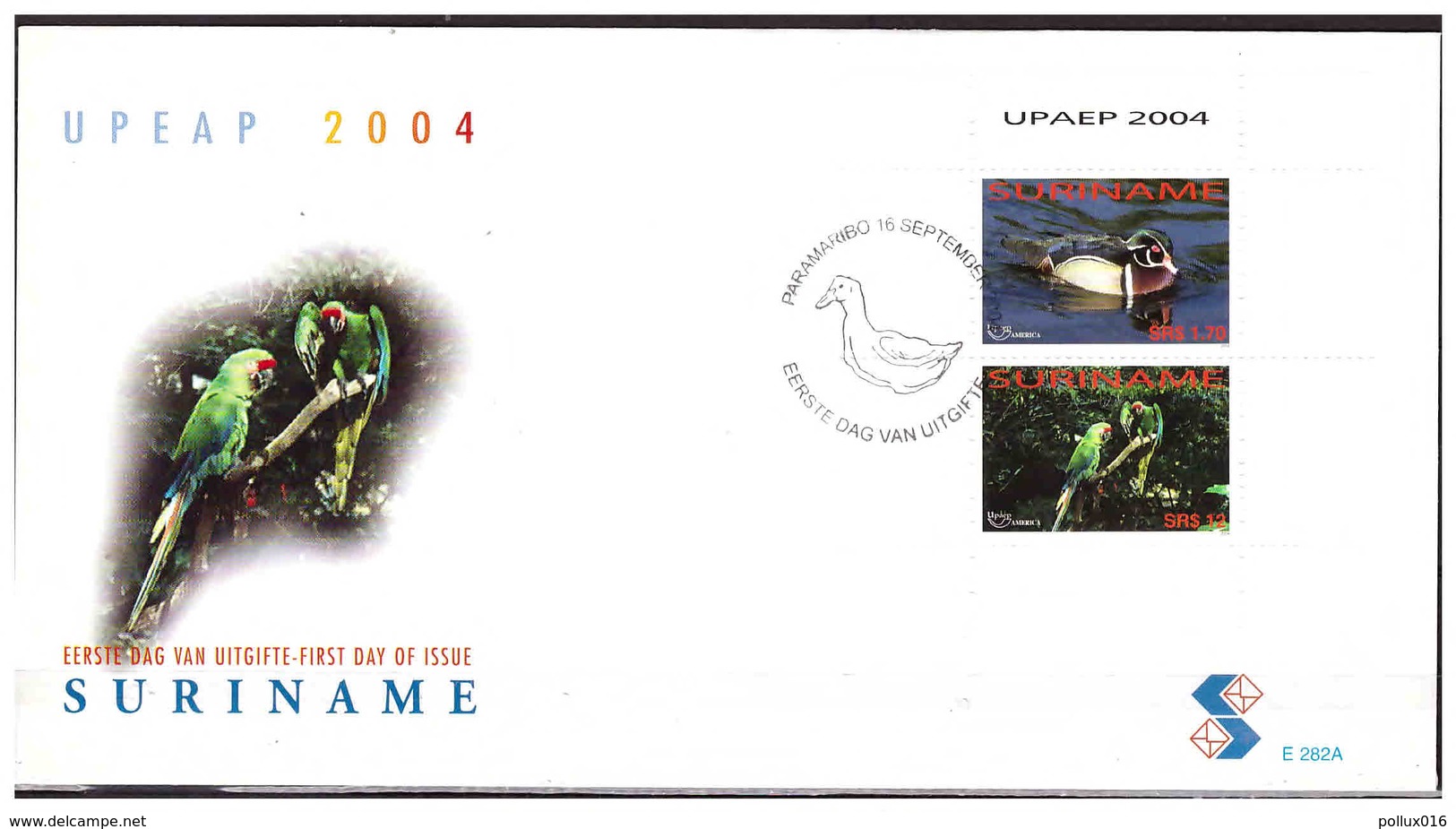 Surinam / Suriname 2004 FDC 282a UPAEP Papegaai Parrot Papegai Papagei Eend Duck Ente Canard S/S - Surinam