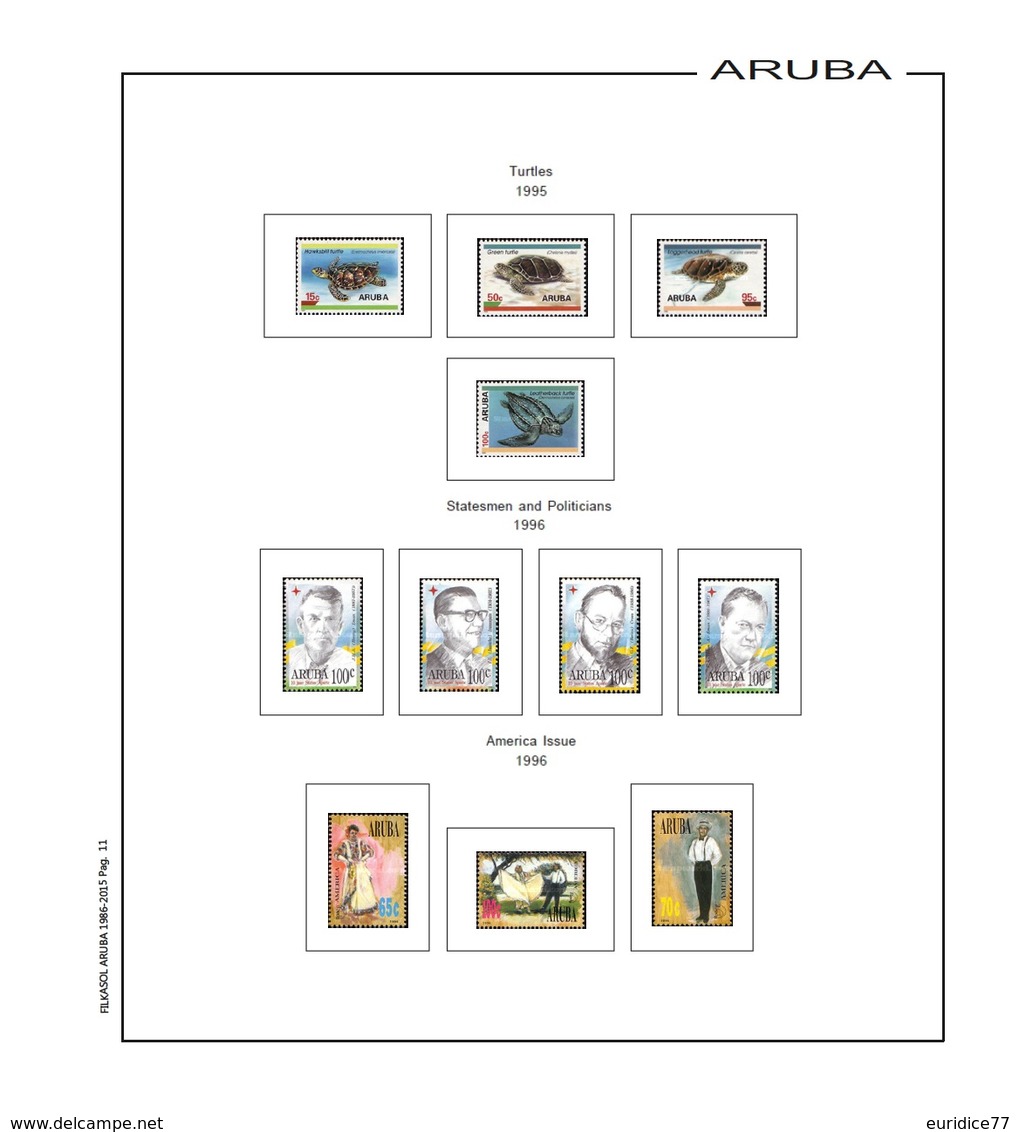 Suplemento Filkasol ARUBA 1986-2015 (75 Pag.) - Montado Con Filoestuches HAWID Transparentes - Pre-Impresas