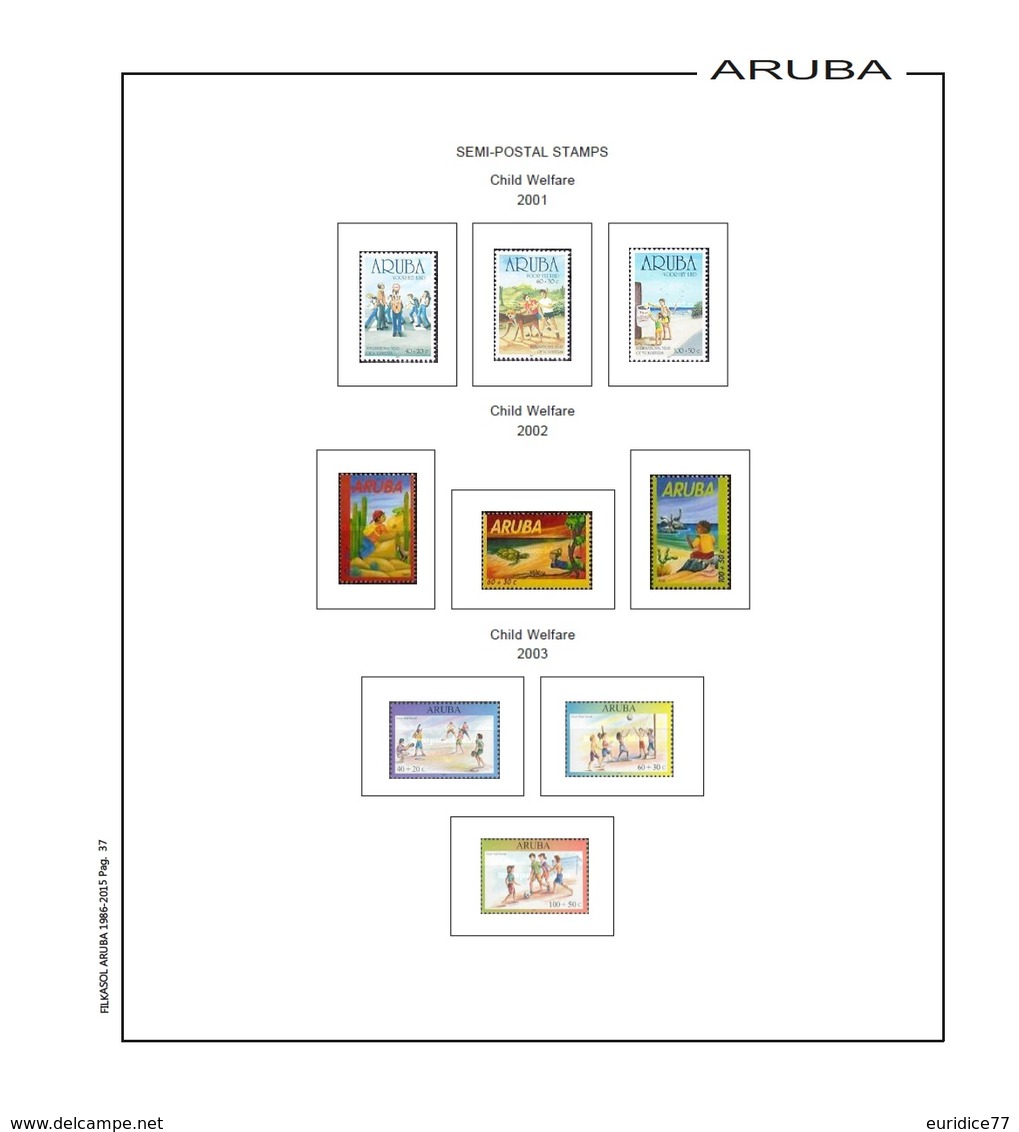 Suplemento Filkasol ARUBA 1986-2015 (75 Pag.) - Montado Con Filoestuches HAWID Transparentes - Pré-Imprimés