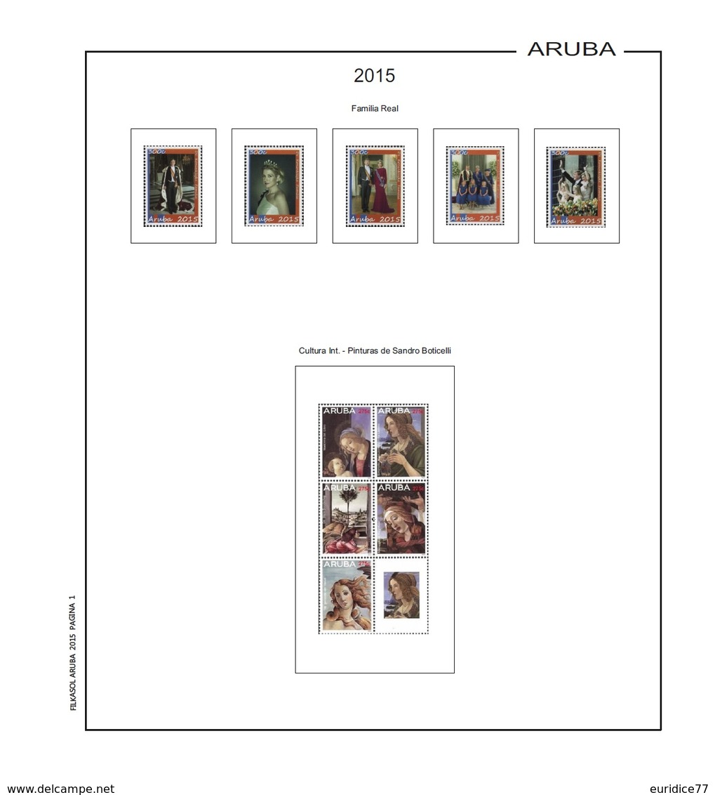 Suplemento Filkasol ARUBA 1986-2015 (75 Pag.) - Montado Con Filoestuches HAWID Transparentes - Pré-Imprimés