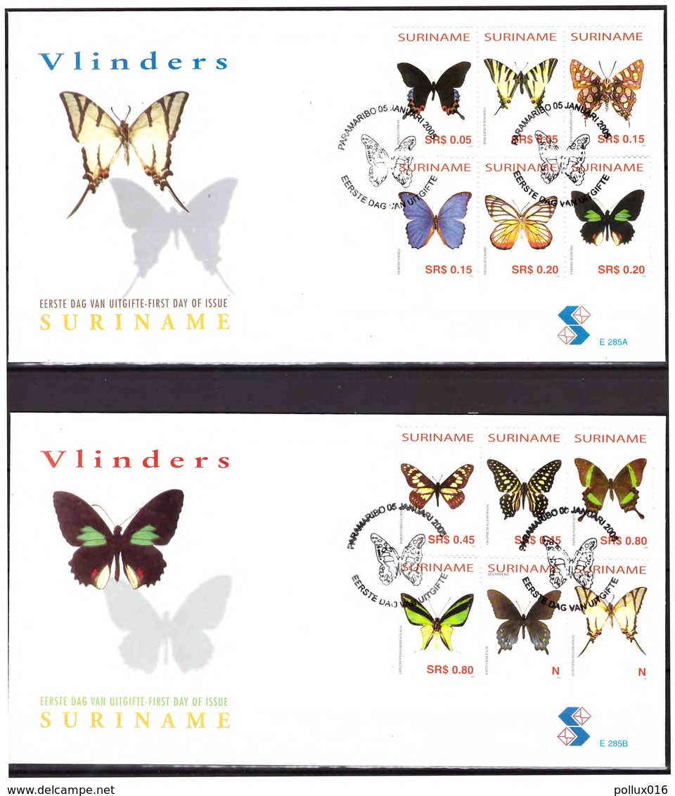 Surinam / Suriname 2005 FDC 285ab Vlinders Butterfly Schmetterling Papillon - Suriname