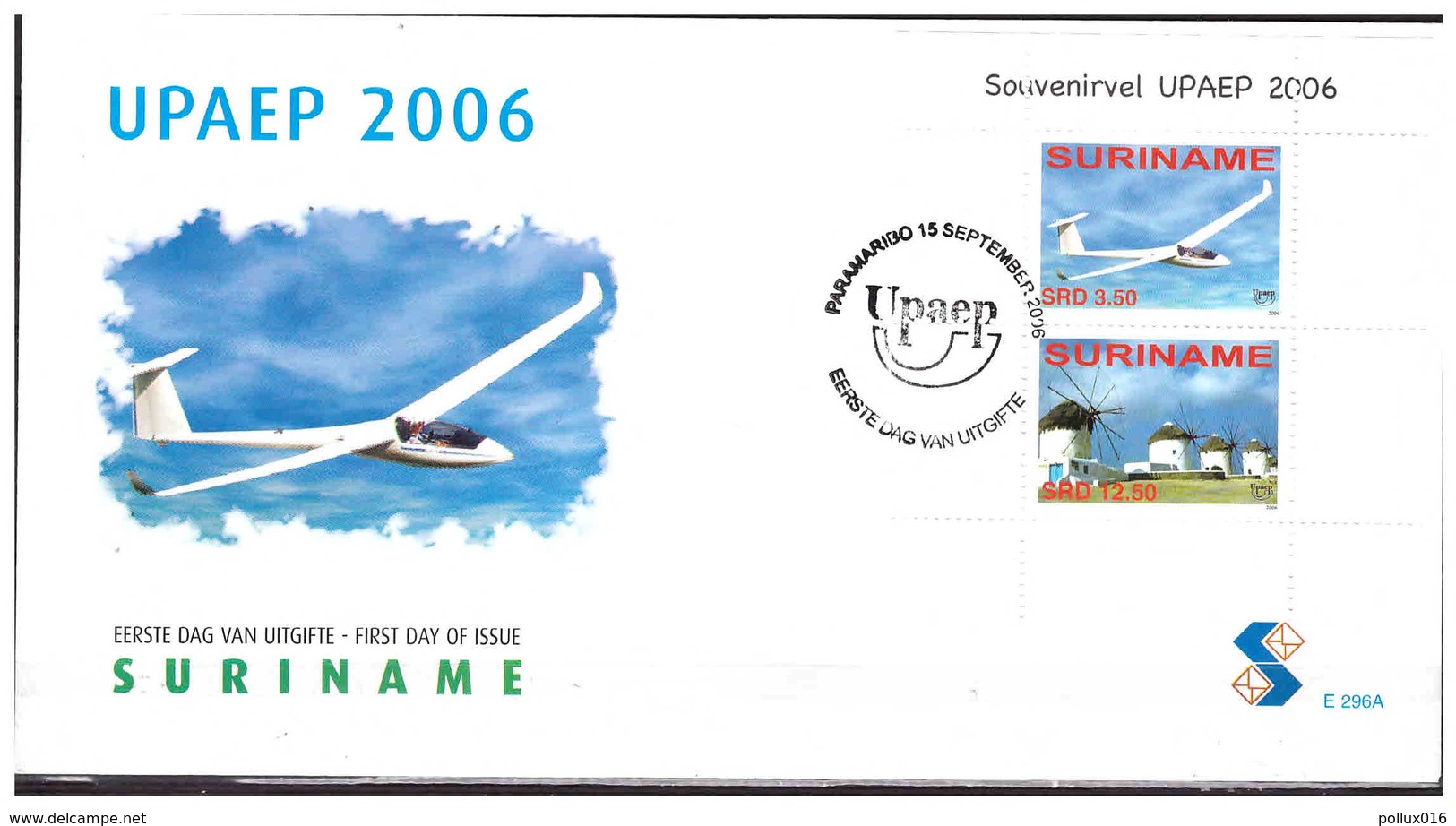 Surinam / Suriname 2006 FDC 296a UPAEP Airplane Mill Flugzeuge Mühle Avion Moulin S/S - Suriname