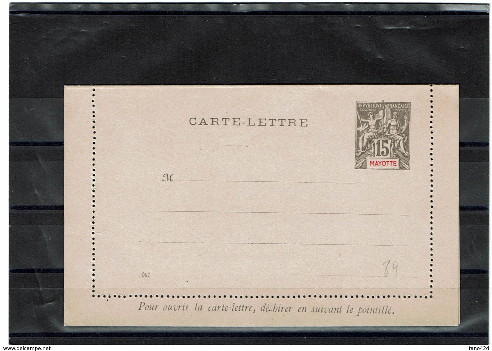 CTN27COL3- MAYOTTE CL15c GRIS DATE 047 NEUVE - Enteros Postales & PAP