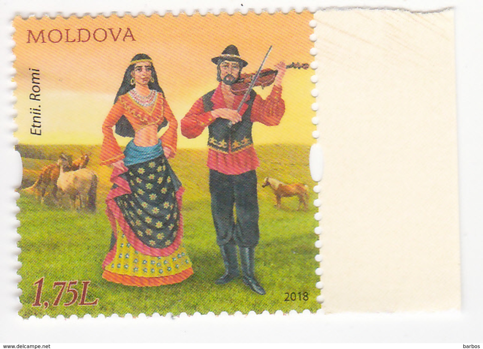 2018 , Moldova , Moldavie , The Ethnoses Of Moldova , Gypsies , National Costumes , Musical Instruments , Music,1v , MNH - Moldawien (Moldau)