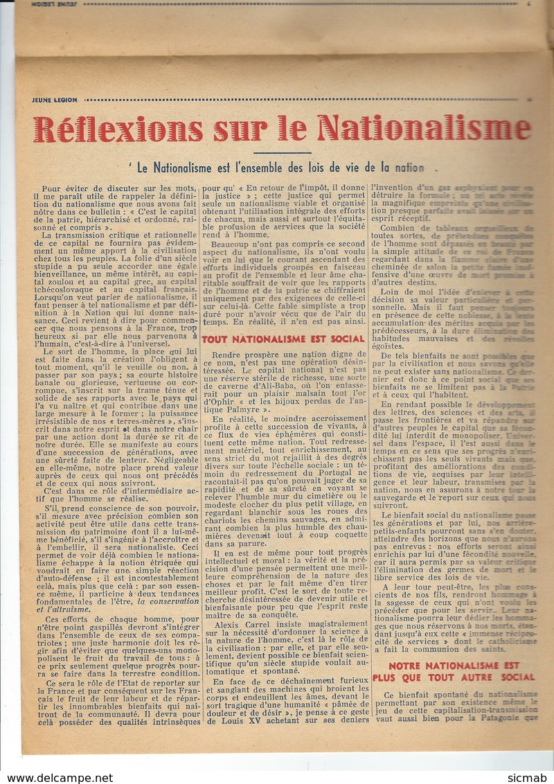 Vichy LÉGION FRANÇAISE Ds COMBATTANTS Et Ds VOLONTAIRES De La RÉVOLUTION NATIO. JEUNE LÉGION N°16 JUILLET 43 - 1939-45