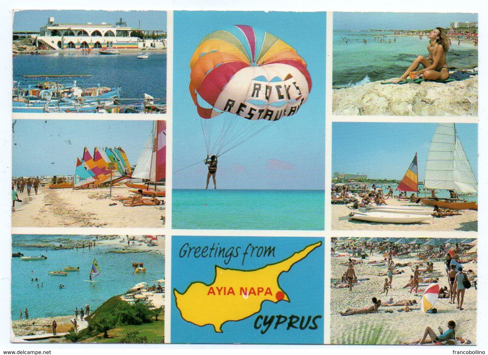 CYPRUS - GREETINGS FROM AYIA NAPA (PUBL. JOHN HINDE) /GIRL ON THE BEACH-SEINS NUS/BREASTS NUDE - Cipro