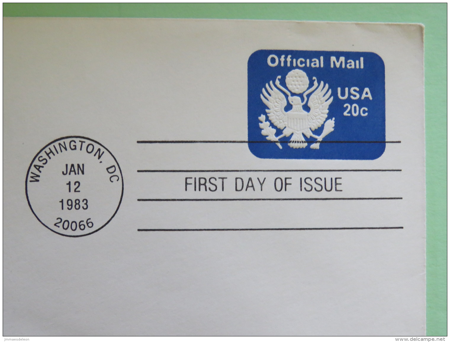 USA 1983 FDC Stationery Cover Official Mails Eagle 20 C From Washington - Unsent - 1981-00