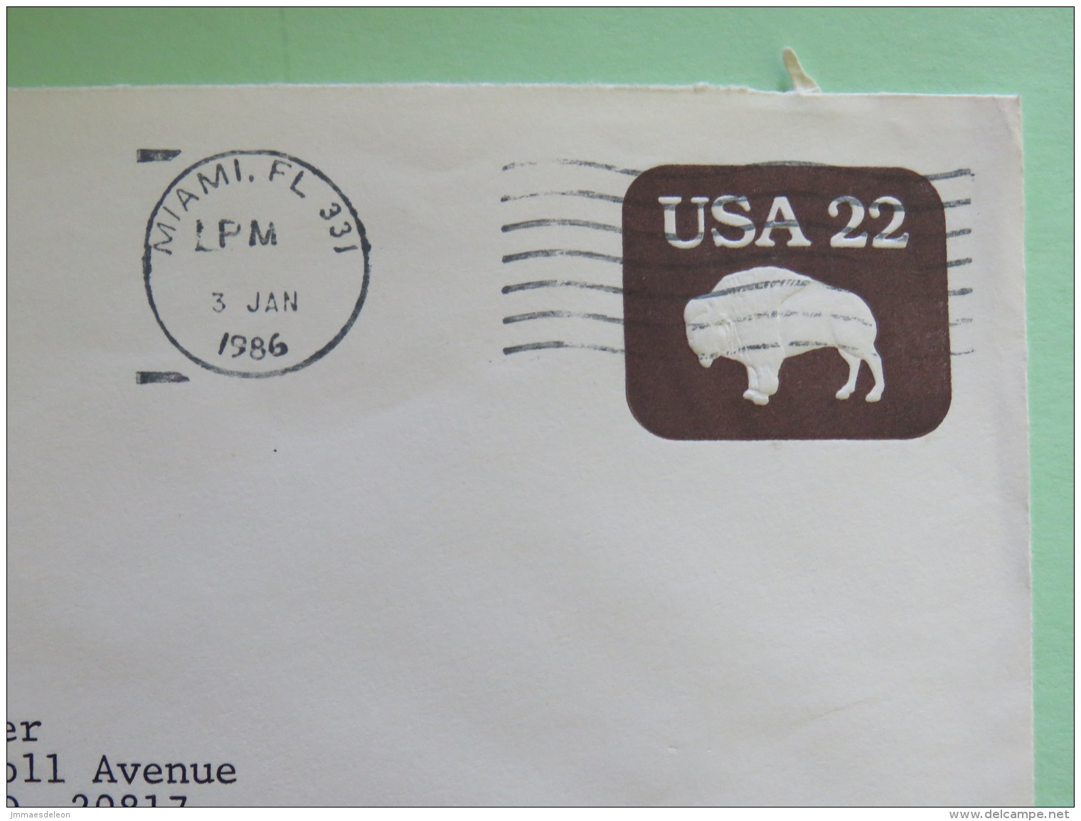 USA 1986 Stationery Cover Buffalo 22 C From Miami To Bethesda - 1981-00