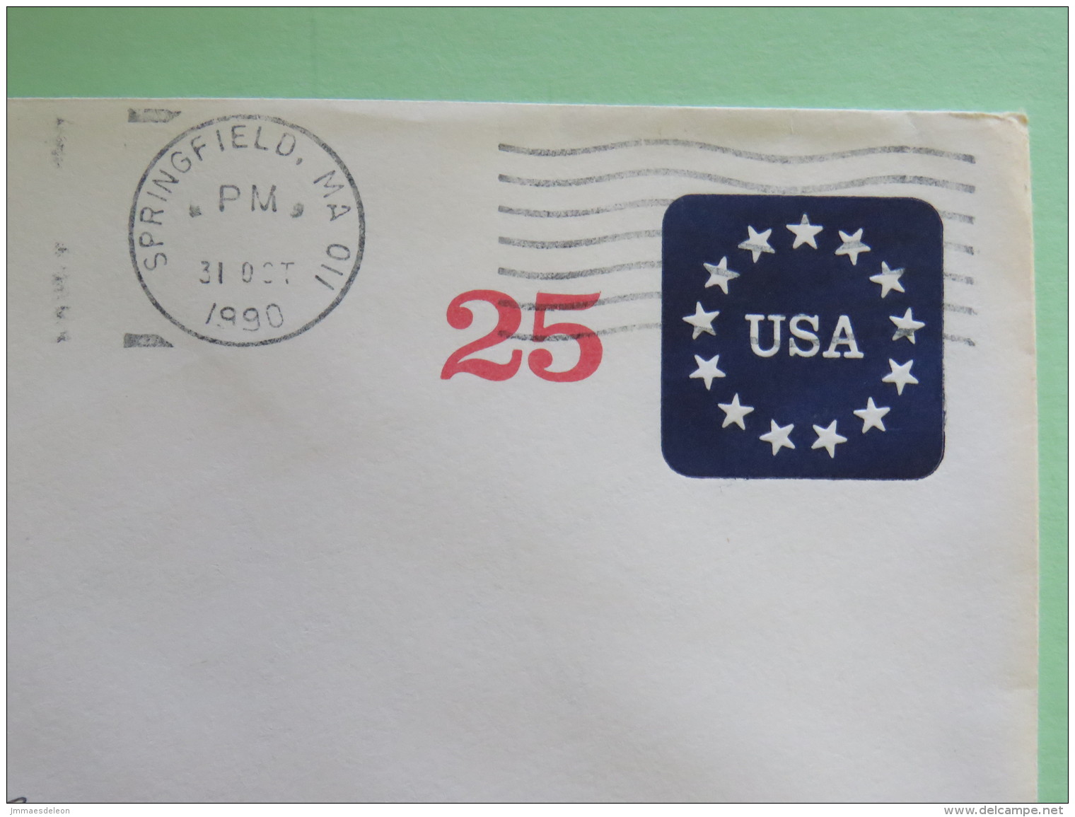 USA 1990 Stationery Cover Stars 25 C From Holyoke - Springfield To Holyoke - 1981-00