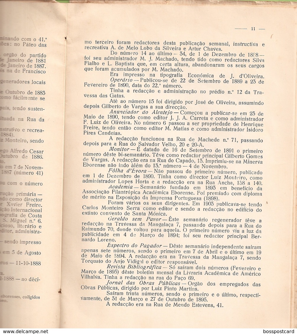 Évora - Subsídios Para O Estudo Do Jornalismo Eborense (Autografado) - Jornal - Imprensa - Old Books