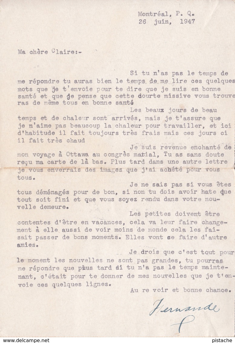 Montréal Québec Canada - Chalet Mount Royal - Folkard - Written In 1947 - Stamp & Postmark - 3 Scans - Montreal