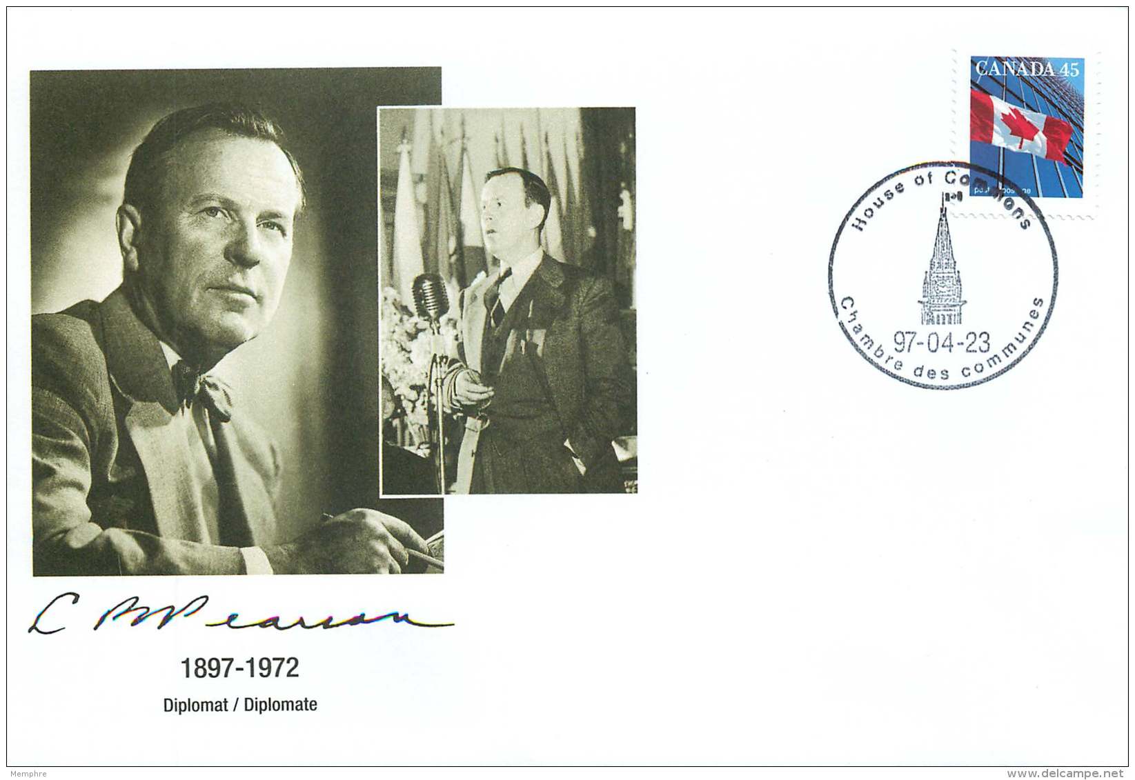 1997 Lester B Pearson  Dilplomat, Nobel Peace Prize Winner, Prime Minister Of Canada S24a-c - Enveloppes Commémoratives