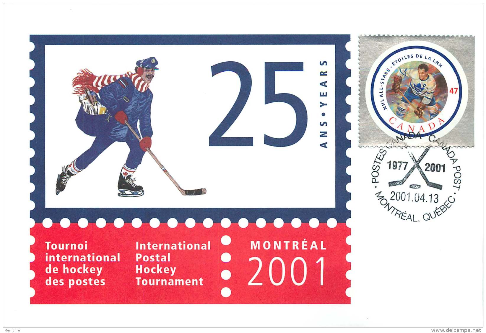 2001- International Postal Hockey Tournament S44 - Enveloppes Commémoratives