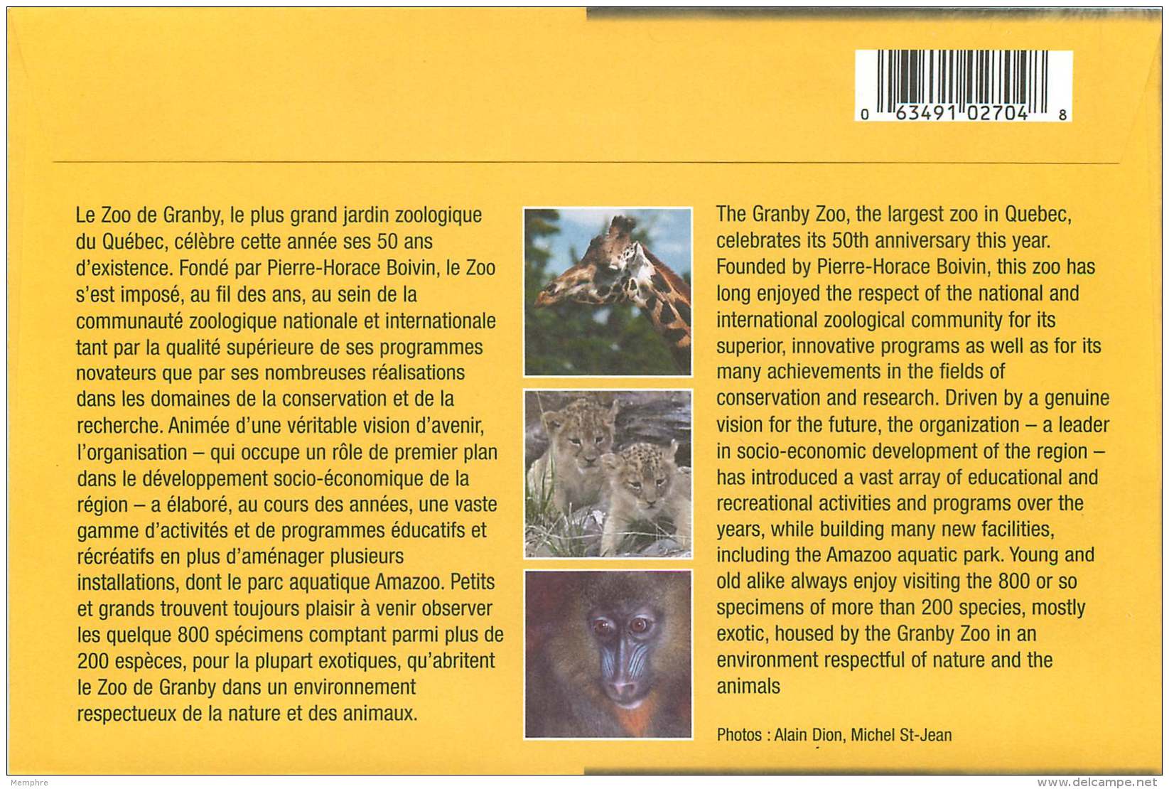 2003-  Granby Zoo 50th Ann. S57 - Enveloppes Commémoratives