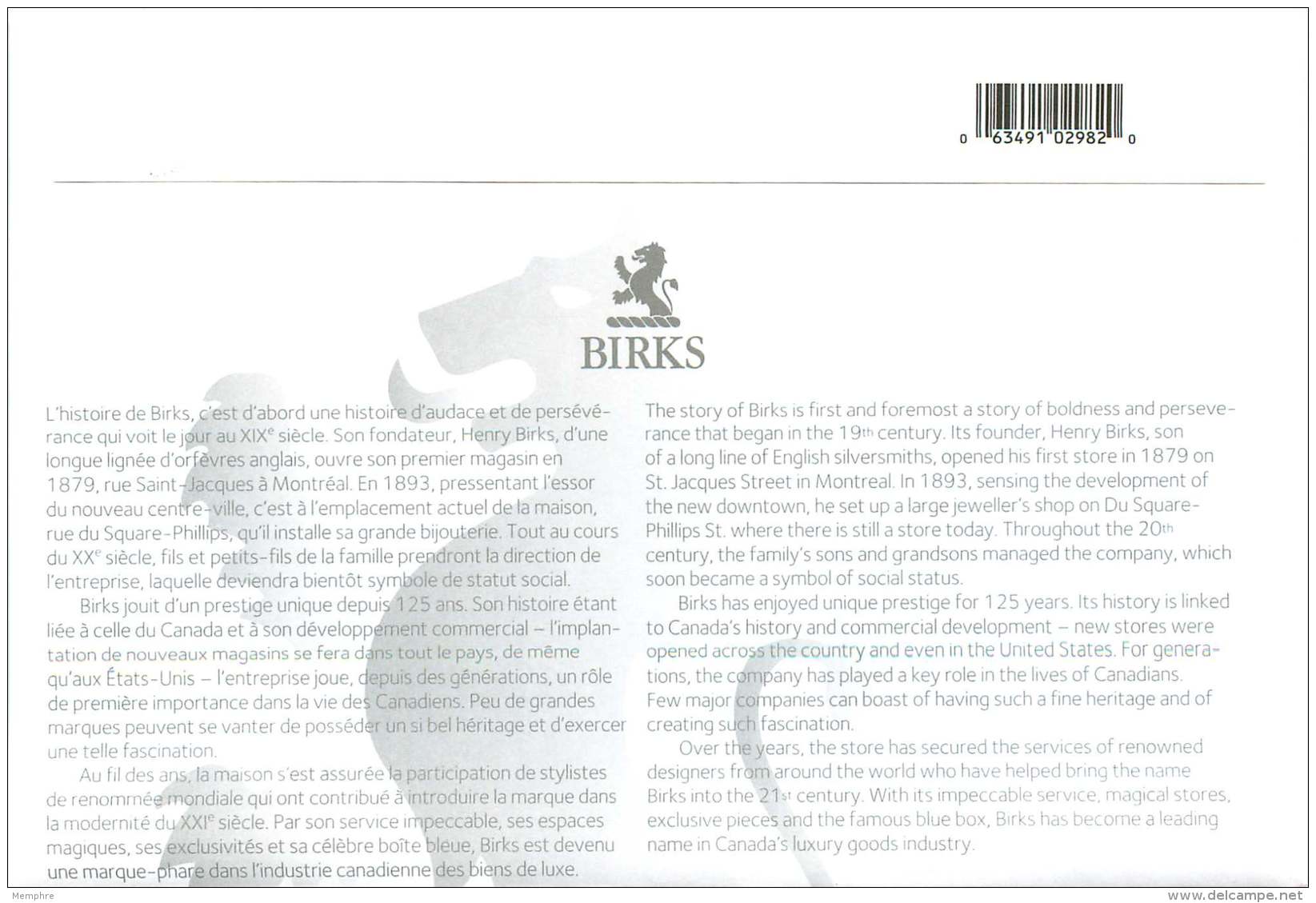 2004- Birks Jewellers 125th Ann. S59 - Commemorative Covers