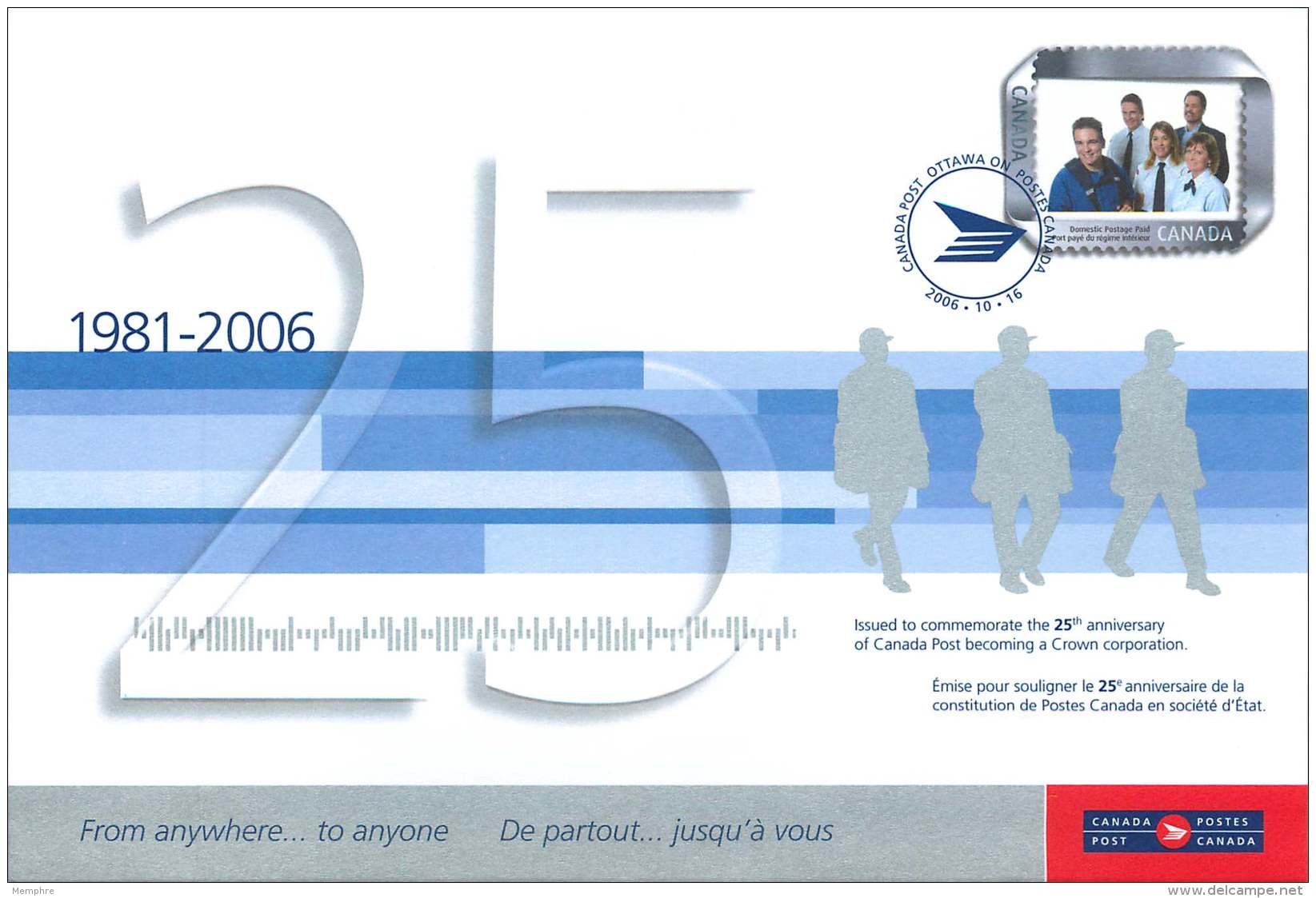 2006- 25th Ann Canada Post As A Crown Corporation S71 - Sobres Conmemorativos