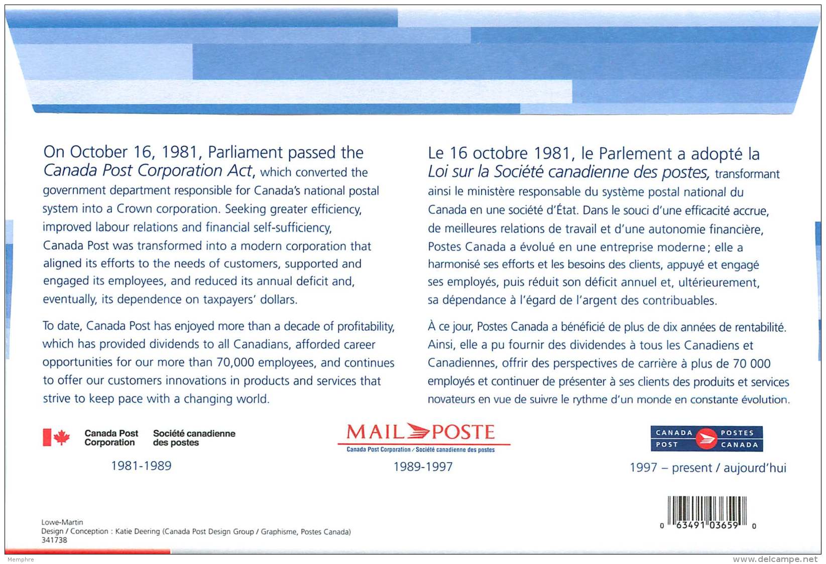 2006- 25th Ann Canada Post As A Crown Corporation S71 - Sobres Conmemorativos