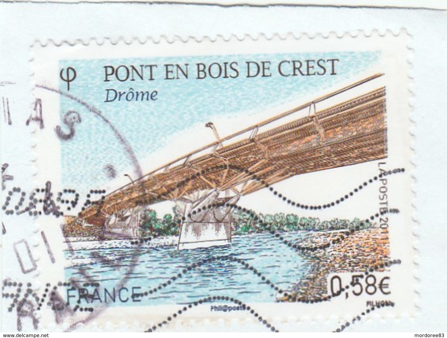 FRANCE 2011 PONT DE CREST OBLITERE SUR FRAGMENT YT 4544 -                                       TDA199A - Oblitérés