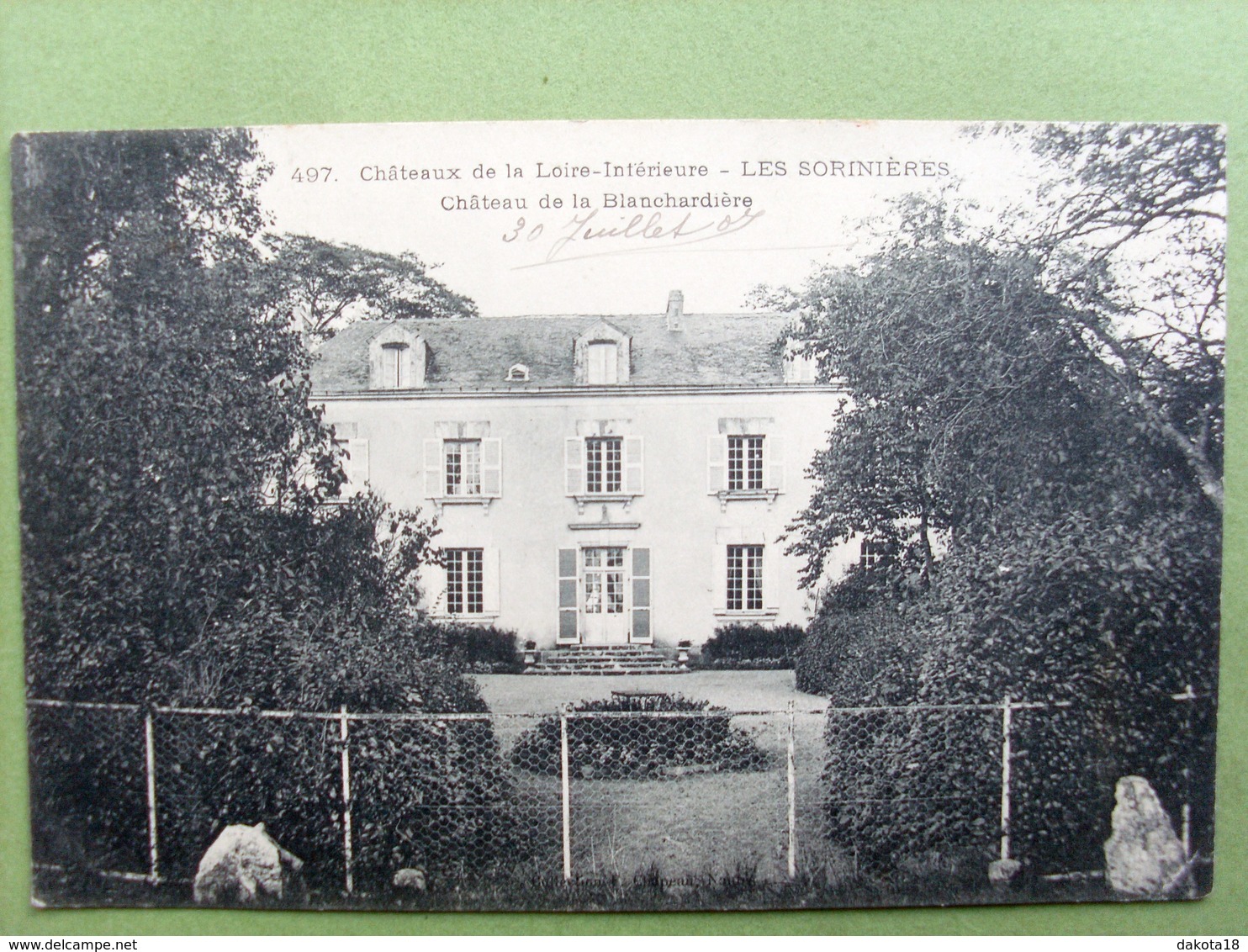 44 ,les Sorinières  ,chateau De La Blanchardière En 1907. Circulée Timbrée  ..... - Autres & Non Classés