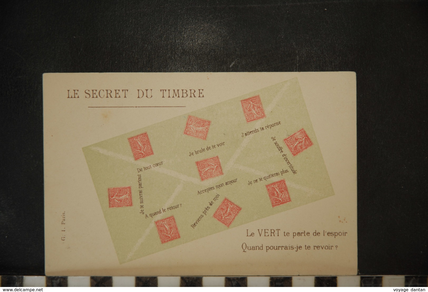 Cp, Le Secret Du Timbre - Le VERT Te Parle De L'espoir , Dos Simple - Timbres (représentations)