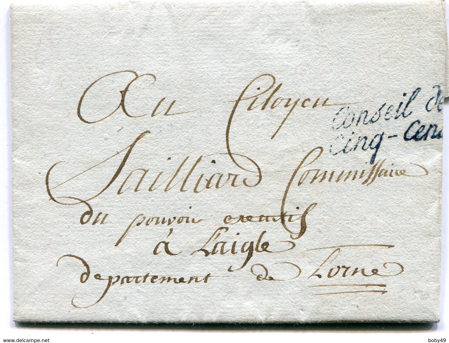 Marque SENECHAL N°897B Conseil Des Cinq Cent Sur LAC De PARIS Du 03/10/1797 Pour LAIGLE - 1701-1800: Précurseurs XVIII