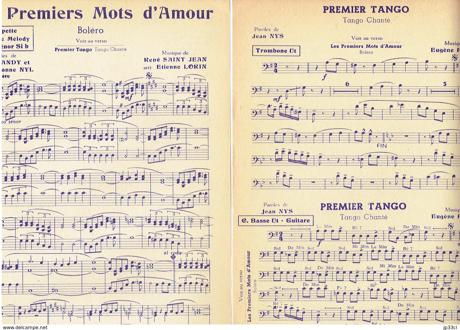 Premier Tango & Les Premiers Mots D'amour (J. Nys, E. Hansen, M-J. Nyl & R. Saint-Jean (Ed. Oméga, Huy, 1960) - Andere & Zonder Classificatie