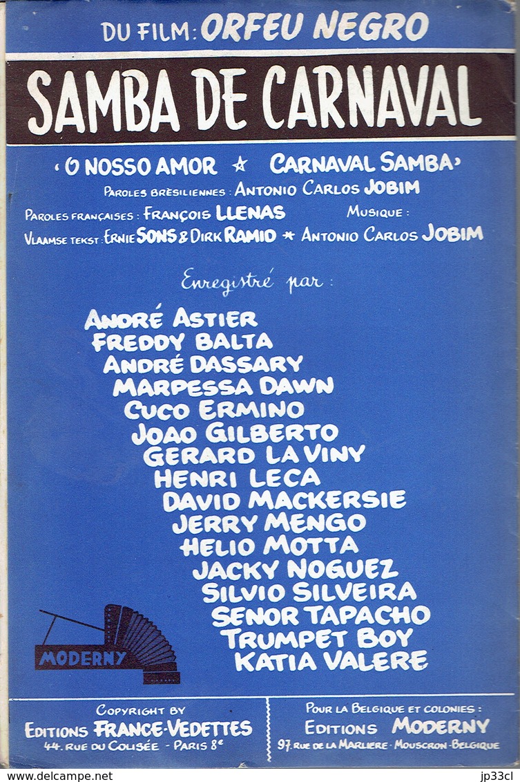 Adieu Tristesse + Samba De Carnaval (Vinicius De Moraes, A. Carlos Jobim, A. Salvet, F. Llenas) - Autres & Non Classés