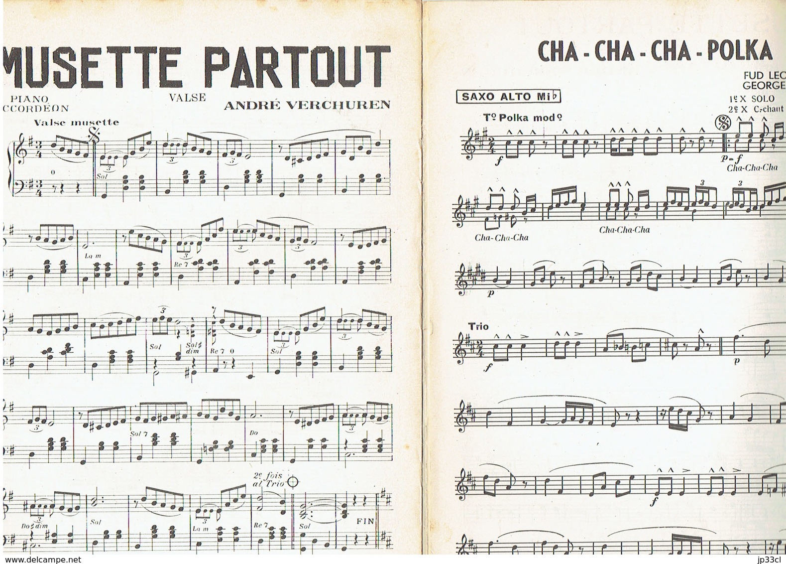 Musette Partout + Cha-cha Polka (A. Verchuren, Fud Leclerc, G. Legrand) Ed. Voix Du Rythme, Charleroi, 1959 - Autres & Non Classés