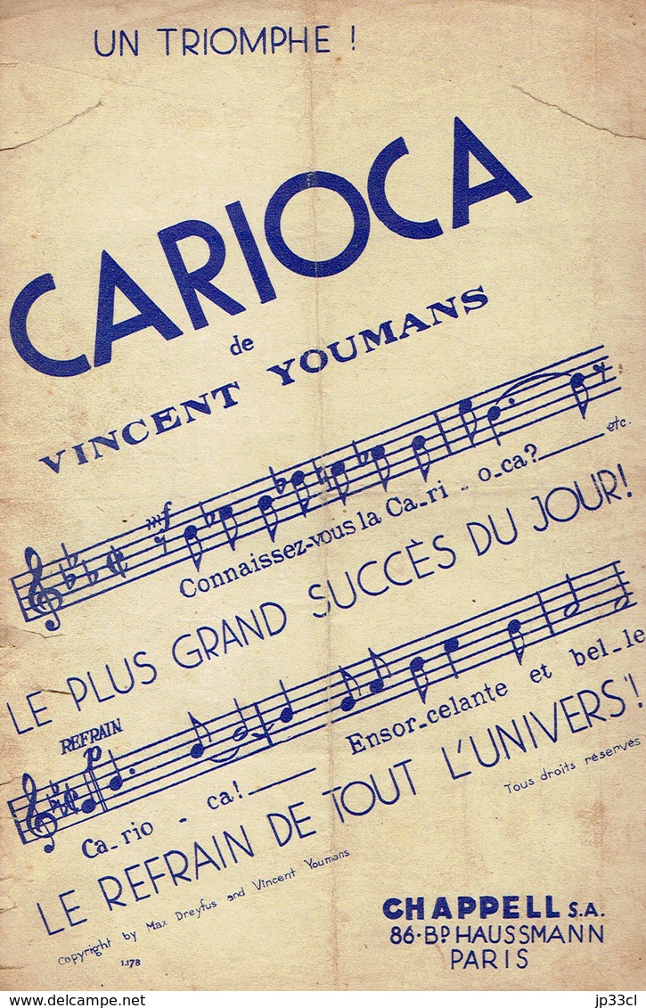 Vous, Qu'avez-vous Fait De Mon Amour (Ray Ventura, H. Varna, Marc-Cab, Tibor Barczi), Ed. Chappell, Paris 1933 - Andere & Zonder Classificatie