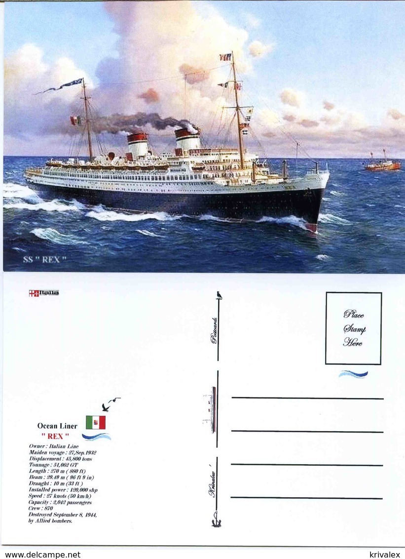 Ship Postcards - Passenger Ship    " REX  "    Read Description - Autres & Non Classés