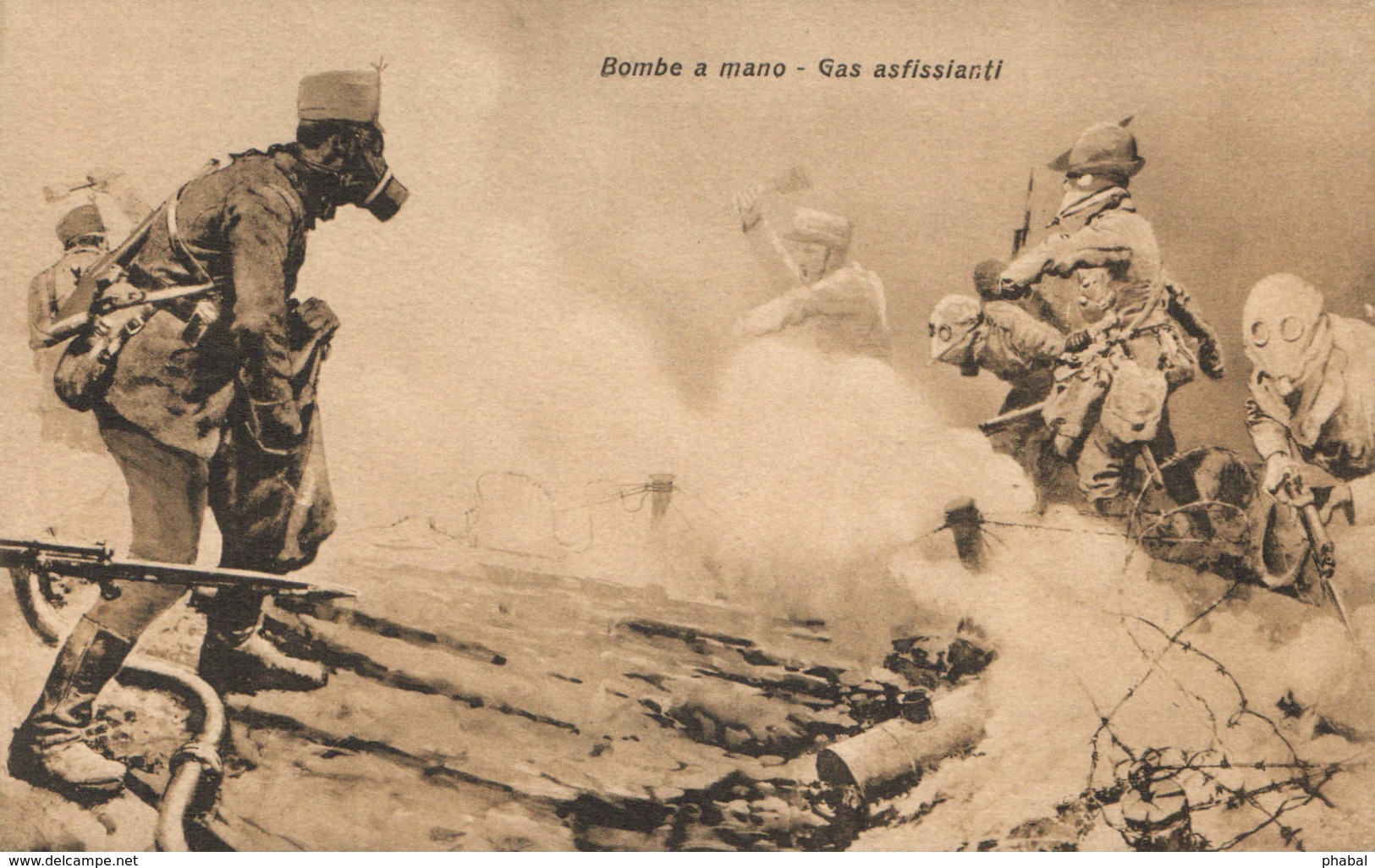 Military, World War I., Soldiers In A Gas Mask, Old Postcard - War 1914-18