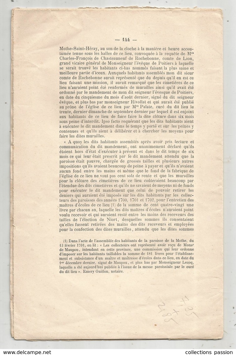 Régionalisme , Poitou Charente , Revue Poitevine Et Saintongeaise , N° 125 , 1894, 3 Scans , Frais Fr 2.85 E - Poitou-Charentes