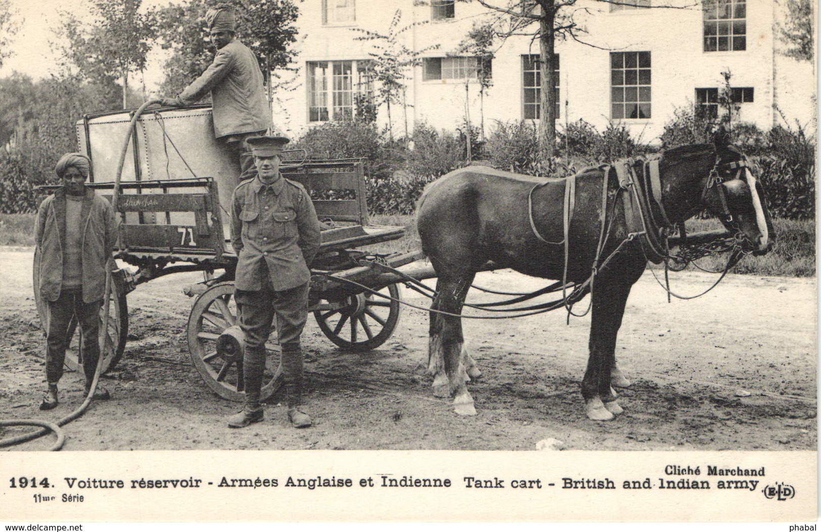 Military, World War I., British And Indian Army, Horse Tank Cart, Old Postcard - Weltkrieg 1914-18