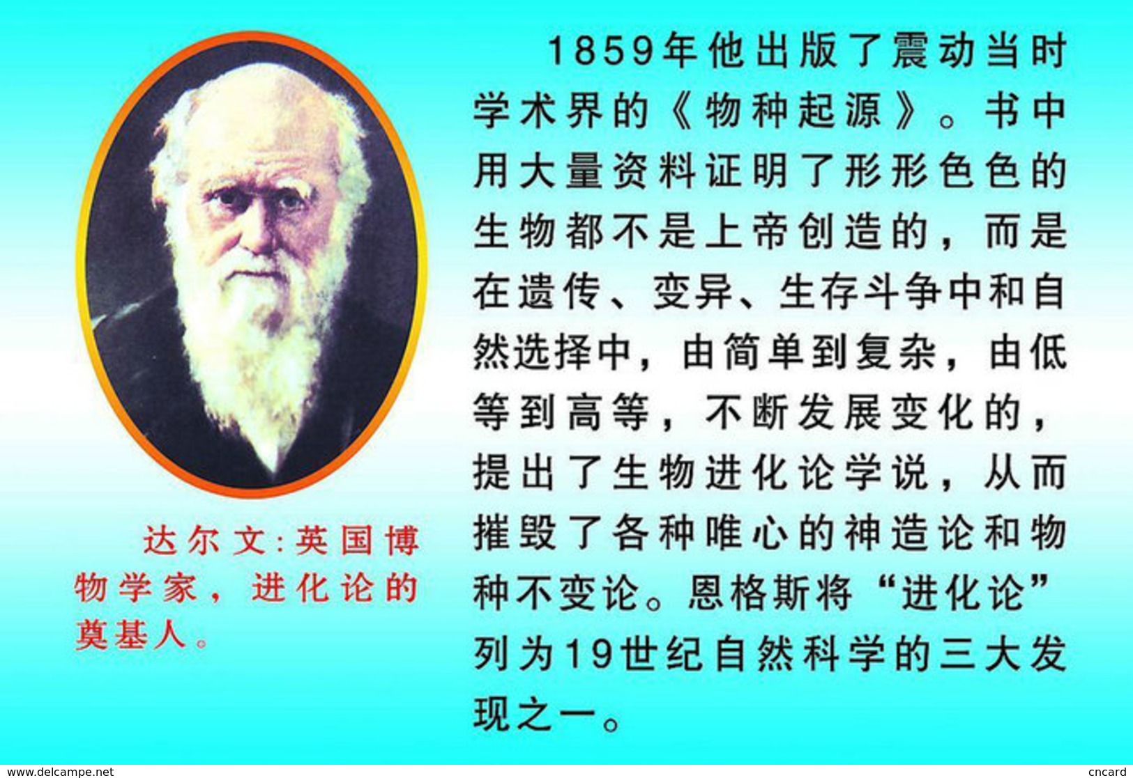 [T31-020 ] Charles Robert Darwin Naturalist, Geologist  Biologist, China Pre-stamped Card, Postal Stationery - Other & Unclassified
